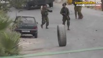 Yuvarladıkları Lastikle İsrail Askerine Zeval Veren Filistinliler