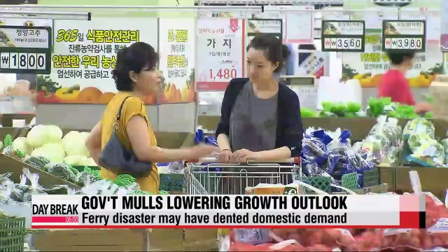 Government mulls lowering growth outlook for 2014 as ferry disaster dents demand