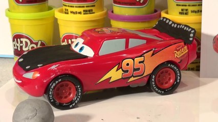 Play Doh Pixar Cars Lightning McQueen, we make Heavy Metal Lightning McQueen Chase Edition using Pla