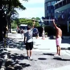 High jump on street great skill