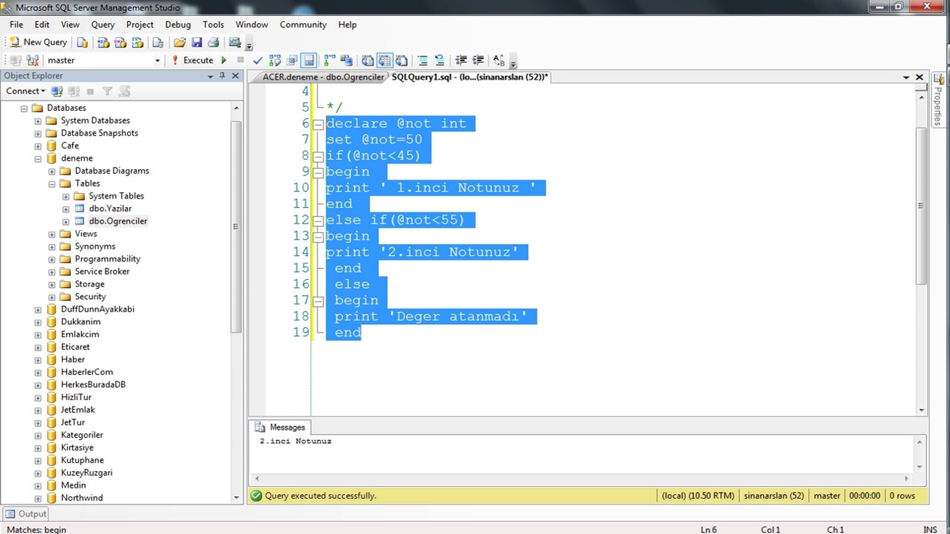 ⁣T-SQL iF ELSE iF ELSE Kullanimi