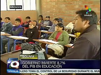 Gobierno de Bolivia invierte el 8.7% del P.I.B. en educación