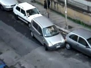 Une femme tente de se garer