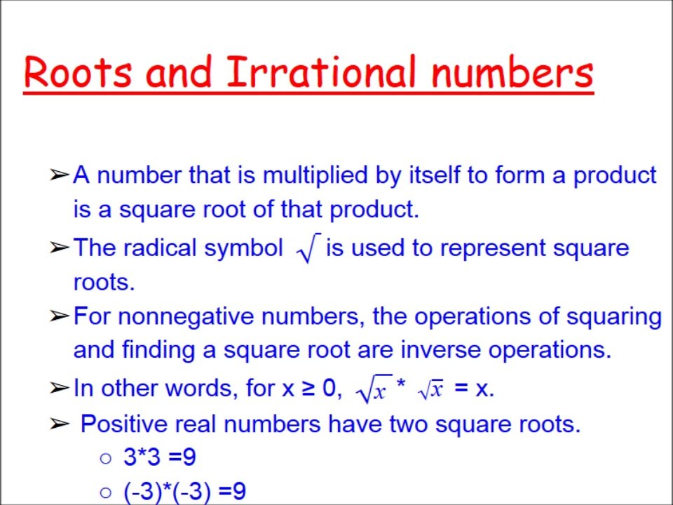 Algebra Tutorial | Calculating Roots of Rational and Irrational Numbers ...
