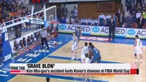 Basketball Kim Min-goo accident hurts S. Korea's chances at FIBA World Cup