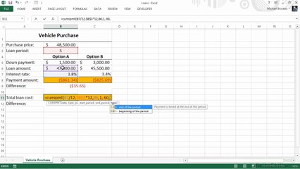 Microsoft Excel Planning And Tracking Loans - Part 1