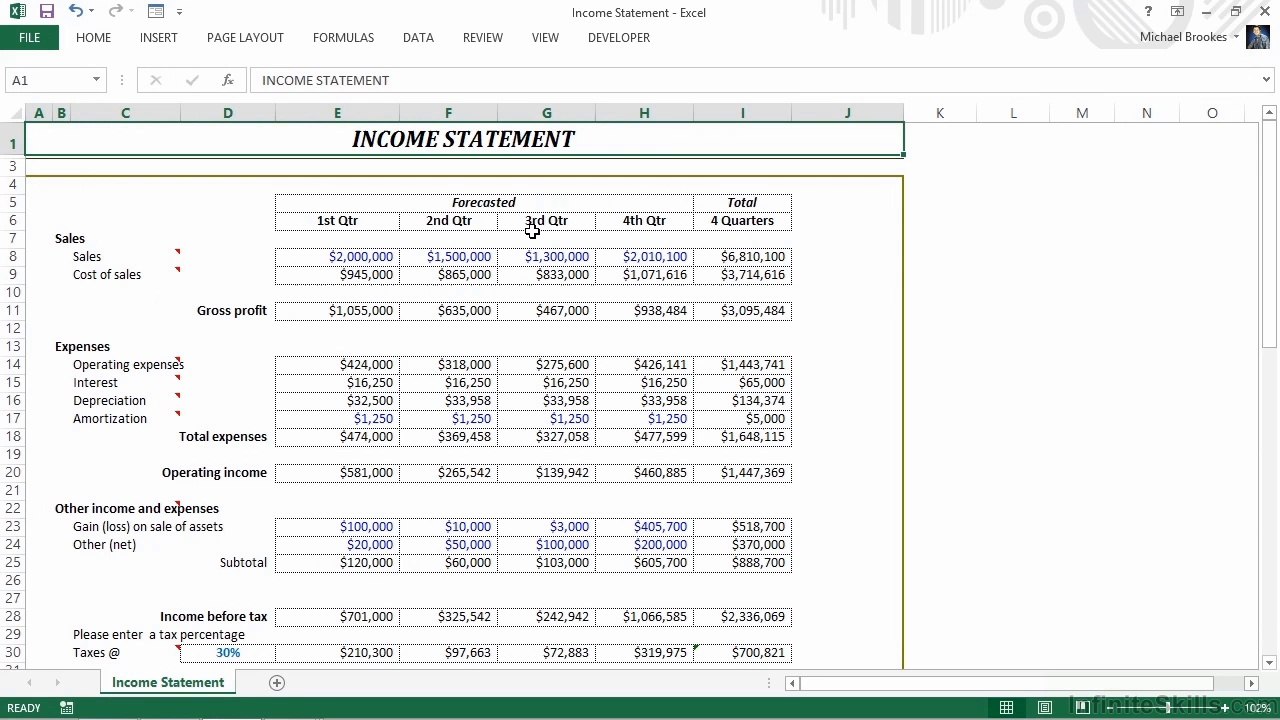 Microsoft Excel Finalizing Financial Statements - Part 1