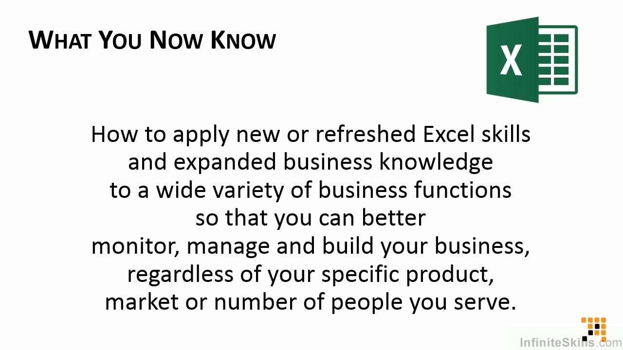 Microsoft Excel What You Now Know