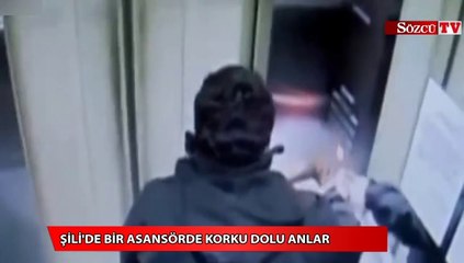 Şili'de bir asansörde korku dolu anlar