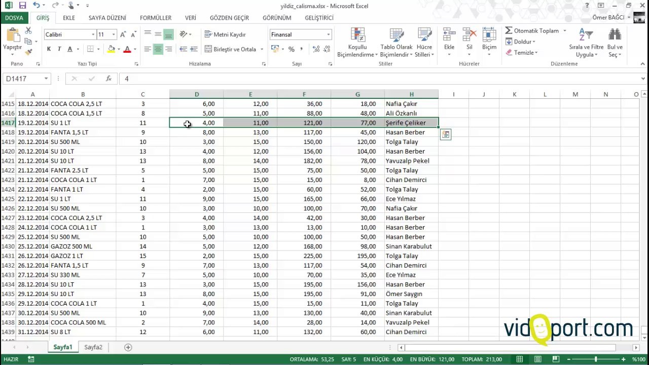 İleri Düzey Excel - Ömer BAĞCI - Excel bilinmeyenler-End tuşunun bilinmeyen kullanımı