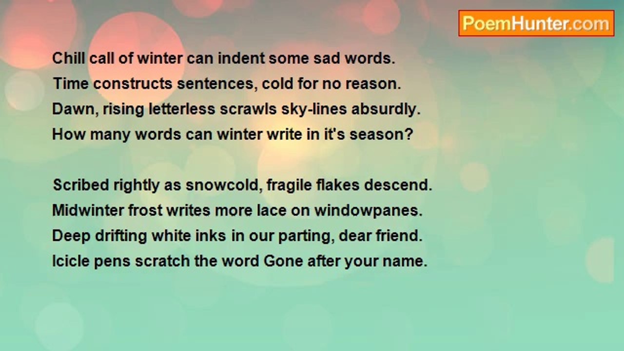 Fay Slimm - A Wintery Word.