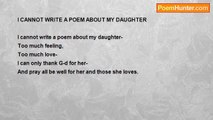 Shalom Freedman - I Cannot Write A Poem About My Daughter