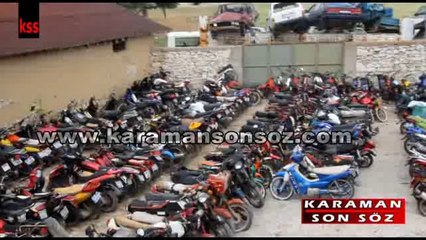 karaman'da Şöforlar Odası Otoparkında Motosikletler İmha Ediliyor