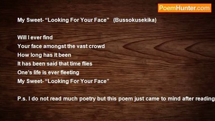 Edwin Tanguma - My Sweet- “Looking For Your Face”   (Bussokusekika)