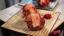 Beer Cheese Filled Bacon Wrapped Sriracha Mini Meatloafs!