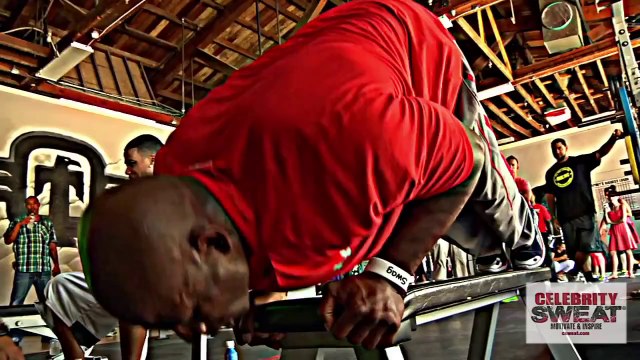 NELLY builds massive arms and chest w/ NFL Hall of Famer Deion Sanders