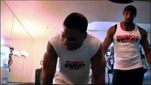 Ray Lewis takes Nelly to town on push ups!