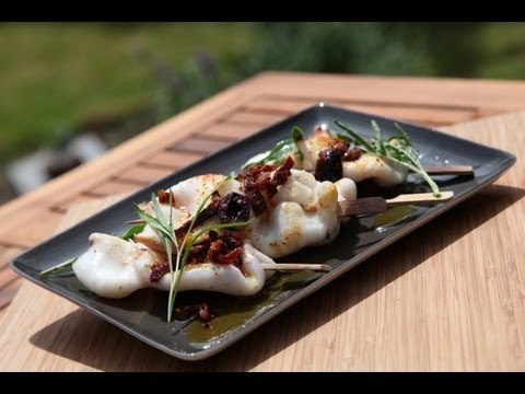 Encornets en brochettes, grillés au thym frais - 750 Grammes