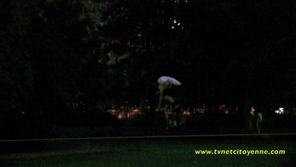 Slack Line  nocturne au Verney