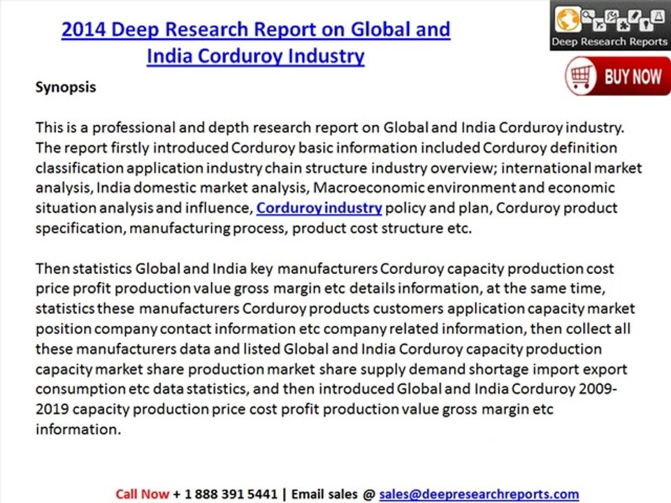 India & Global Corduroy Market Report 2014
