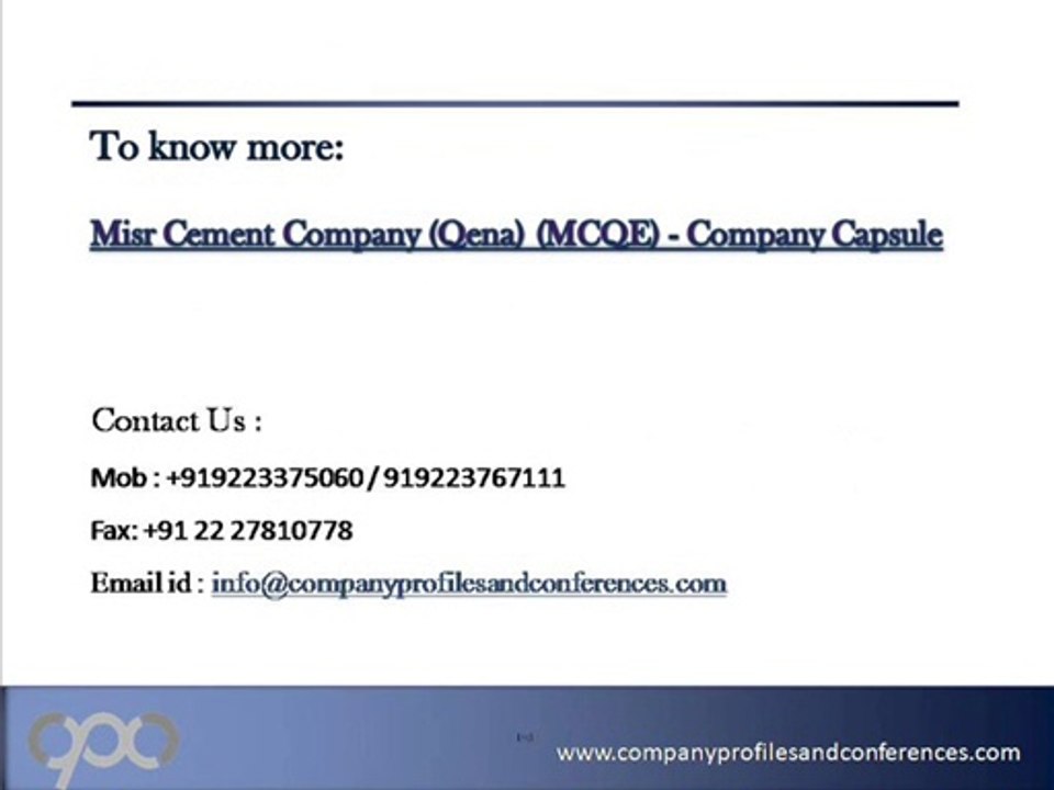 Misr Cement Company (Qena) (MCQE) - Company Capsule