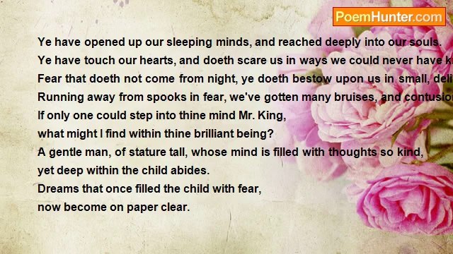 Velmar Pewee Hale Johnson - Horror Writer - Stephen King - Ye Are My Inspiration