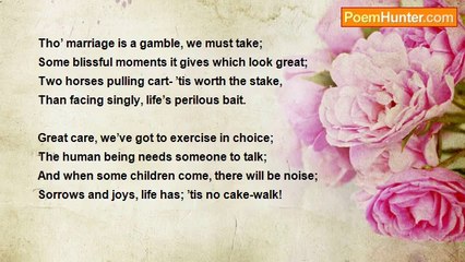 Dr John Celes - Sonnet: Marriage