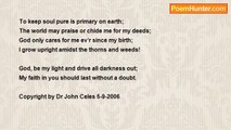 Dr John Celes - Sonnet: Renewing My Faith in God