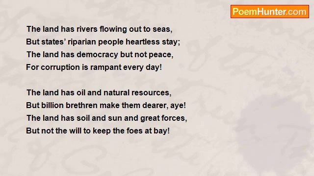 Dr John Celes - Sonnet: My Motherland Today!