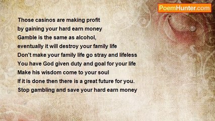 Ravi Sathasivam - Gamble A Curse To Human Life.......