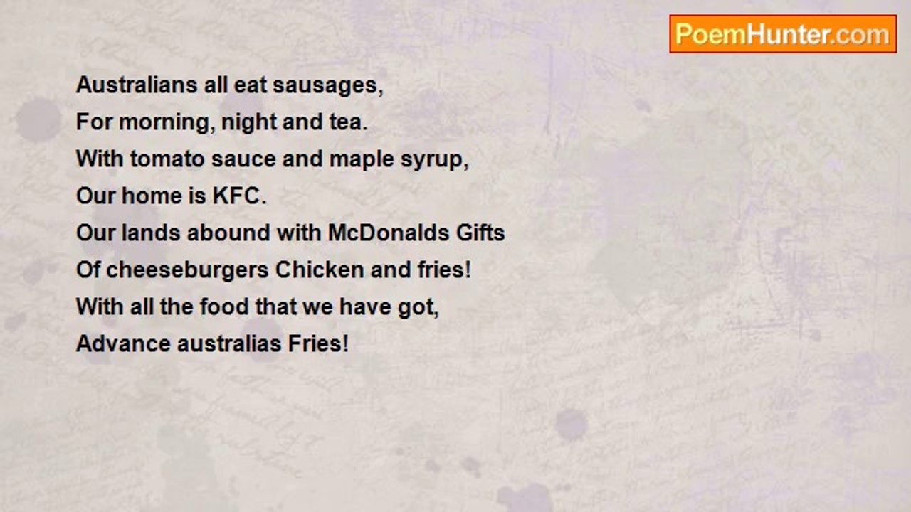 Joshua Allen - Australian National Anthem Food Style
