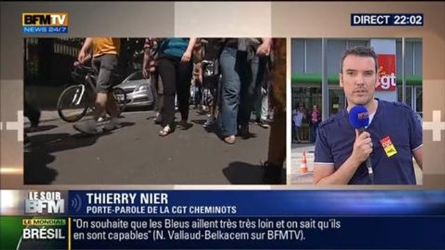 Le Soir BFM: SNCF: la CGT-cheminots et SUD-Rail appellent à poursuivre et amplifier le mouvement - 12/06 1/7