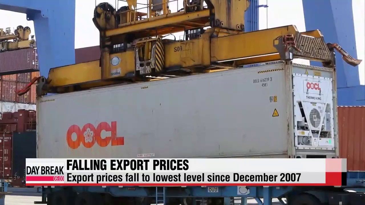 Korea's export prices fall to lowest level in over six years