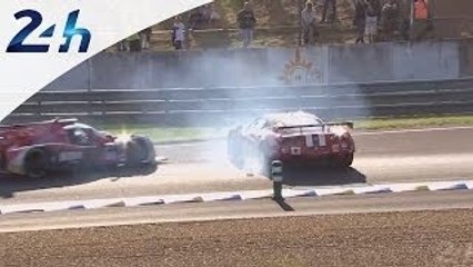 24 Heures du Mans 2014: Tête-à-queue de la Ferrari n°70 pendant les qualifications