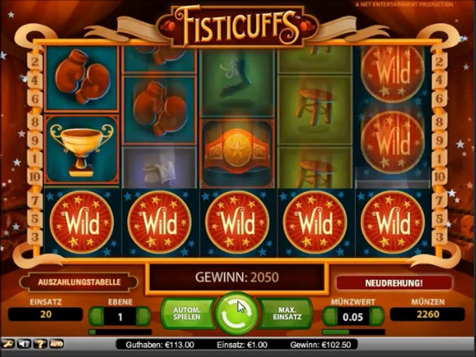 Fisticuffs Slot - 5 wilds in a row - Big Win