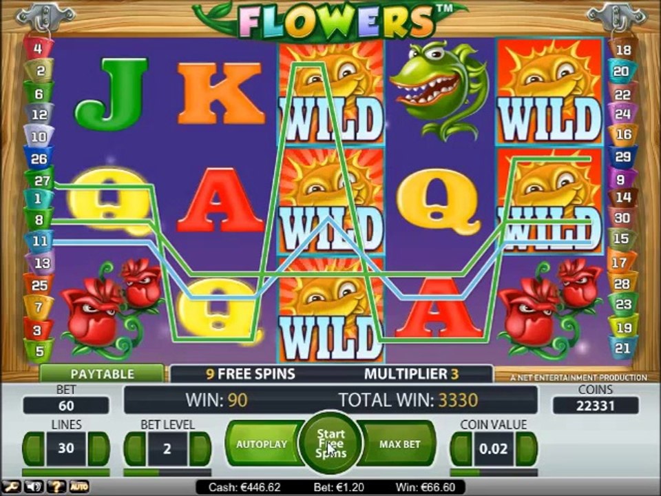 Flowers Slot - Freespin Feature - Big Win (194x Bet)