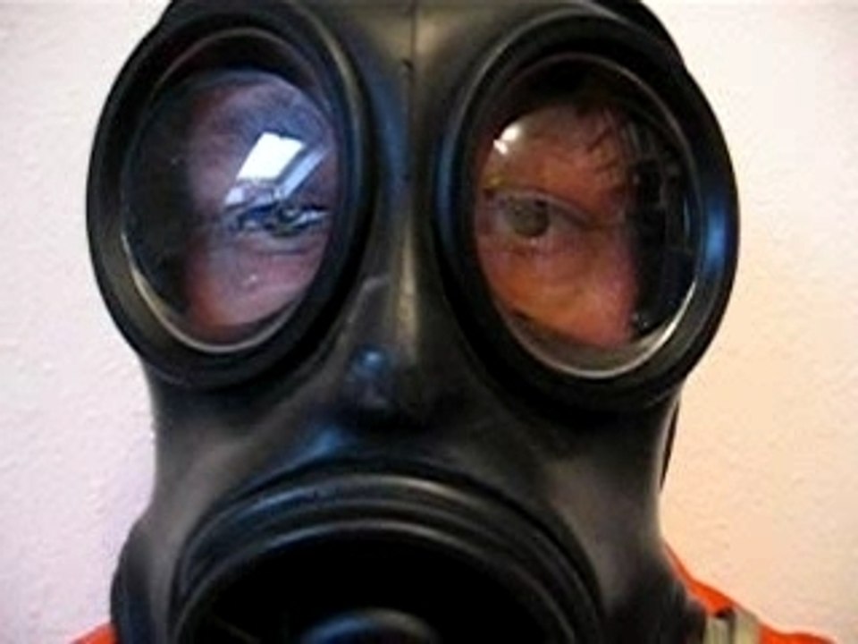 gasmasked prisoner