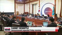 President Park expected to announce Cabinet reshuffle Friday
