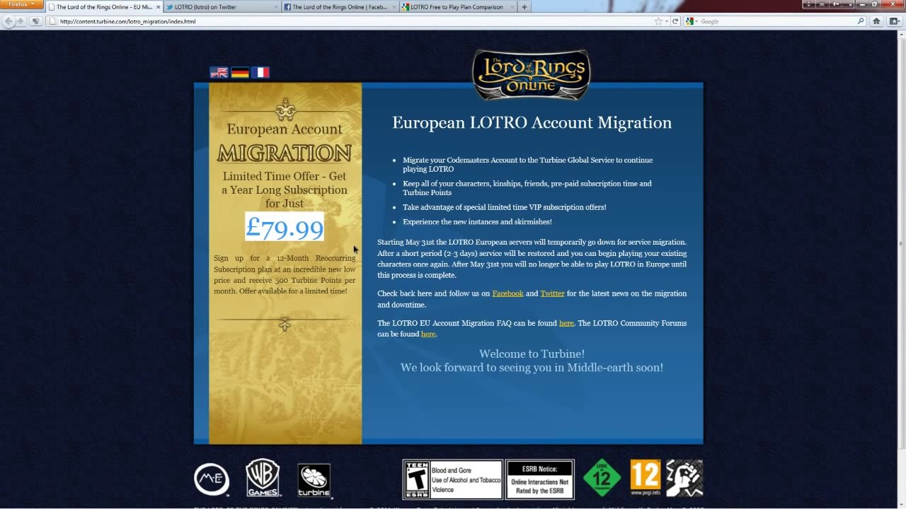 PlayerUp.com - Buy Sell Accounts - European LOTRO Account Migration News