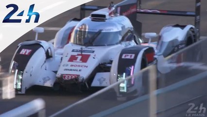 24 Heures du Mans 2014: l'Audi n°1 rentre au stand et sortie de piste de la Porsche n°29