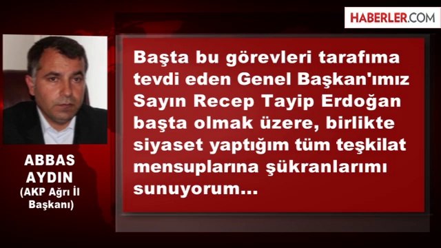 AK Parti Ağrı İl Başkanı Aydın İstifa Etti