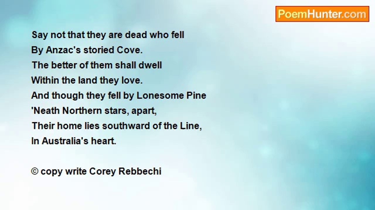 Corey Rebbechi - anzac