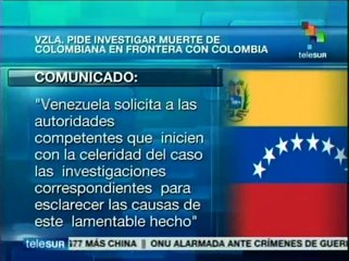 Venezuela pide investigar muerte de colombiana en frontera