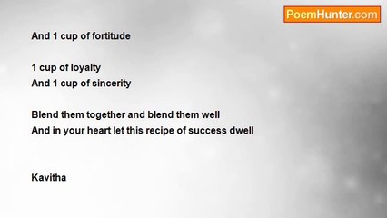 Kavitha Krishnamurthy - Recipe of success