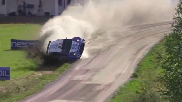 WRC 2012 Neste Oil Rally Finland- Craig Breen crash on Ouninpohja