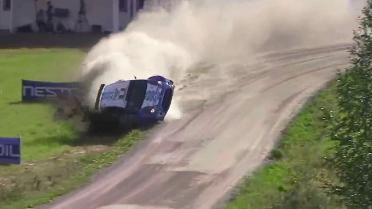 WRC 2012 Neste Oil Rally Finland- Craig Breen crash on Ouninpohja