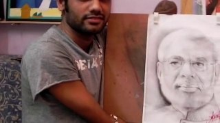 Dhaval Khatri sketch art of Narendra Modi (Prime Minister of India)