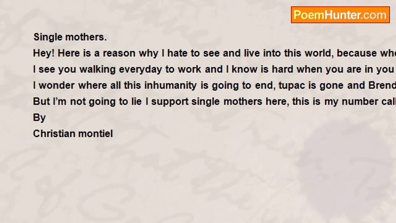 Christian K. Montiel - Single mothers.