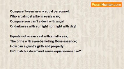 Dr John Celes - Sonnet: On Comparison