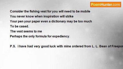 Bill Grace - Advice for a Questing Poet - Consider the Fishing Vest